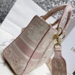 Dior Lady D-Lite Medium Bag Replica in Pink Toile de Jouy Embroidery - Image 4