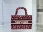 Dior Mini Book Tote Bag Replica in Bordeaux Velvet Oblique Embroidered - Image 6