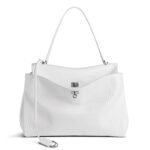 Knockoff Balenciaga Rodeo Large Bag White Crocodile Embossed Calfskin