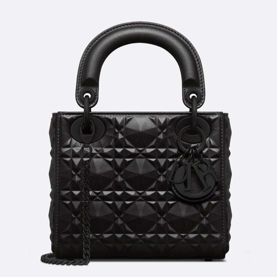 CC2FFD0E-995F-2649-F4B6-BCD255BE2696.jpg Dior Lady Dior Mini Bag in Black Calfskin with Diamond Motif - Image 1