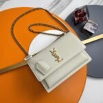 Knockoff Saint Laurent Sunset Medium Chain Bag White Calfskin - Image 6