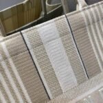 Dior Large Book Tote Bag Replica in Beige Stripes Embroidery - Image 9