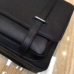 Black Fake Designer Hermes Steve Messenger Bag - Image 5