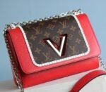 Louis Vuitton Epi Leather Twist MM Canvas Trompe loeil Braid Bag In Red - Image 3