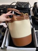 Small drawstring cabas marin in TEXTILE AND CALFSKIN - Image 5