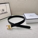 Chanel Gold Chain & Black Quilted Leather CC Belt - Image 3