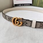 WIDE LEATHER BELT WITH DOUBLE G BUCKLE - Image 2