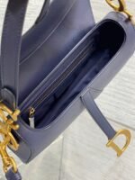 Dior Saddle Bag with Strap Replica in Indigo Blue Grained Calfskin - Image 4