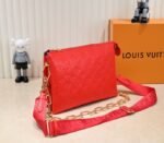 Louis Vuitton Coussin PM Bag In Neon Red With Jacquard Strap - Image 3