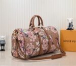 Louis Vuitton Keepall Bandouliere 50 Travel Bag In Brown With Floral Pattern - Image 2