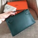 Malachite Epsom AAA Replica Hermes Kelly Pochette Green Toned Purse - Image 7