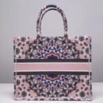 Dior Large Book Tote Bag Fake in Pink KaleiDiorscopic Embroidered Cotton - Image 2