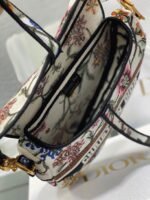 Dior Saddle Bag Fake in White Multicolor Dior Petites Fleurs Embroidery - Image 9