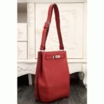 Red Leather Fake Hermes So Kelly 22cm Bold Color Purse - Image 6