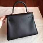 Black Swift Replica Hermes Kelly 25cm Retourne Soft Bag - Image 5