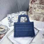 Dior Mini Book Tote Bag Fake in Denim Blue Oblique - Image 7