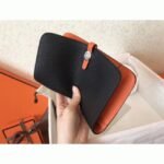 Black orange fake luxury Hermes Dogon duo wallet - Image 4