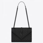 Replica Saint Laurent Envelope Large Black Bag with Black Hardware