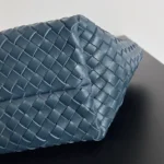 Top Quality Fake Bottega Veneta Cabat Mini Bag In Navy Blue Intrecciato Lambskin - Image 3