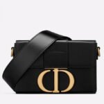 Dior 30 Montaigne Box Bag Replica in Black Box Calfskin