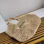 Prada Large Tote Bag Knockoff in Beige Woven Raffia - Image 5