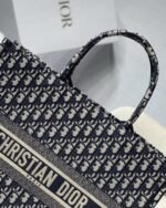 Dior Large Book Tote Bag Fake in Blue Dior Oblique Embroidery - Image 5