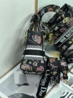 Dior Lady D-Lite Medium Bag Replica in Black Jardin Botanique Embroidery - Image 3