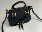 Top Quality Knockoff Chloe Marcie Mini Double Carry Bag in Black Grained Leather - Image 3