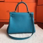 Turquoise Clemence Imitation Hermes Kelly Retourne 28cm Colorful Bag - Image 7