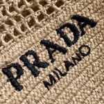 Prada Small Tote Bag Fake in Beige Woven Raffia - Image 6