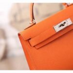 Orange Epsom Fake Luxury Hermes Kelly Mini II 20cm Handbag - Image 3