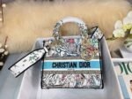Dior Lady D-Lite Medium Bag Fake in White D-Constellation Embroidery - Image 5
