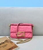 Top Quality Faux Fendi Small Baguette Bag In Pink FF - Image 2