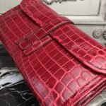 Top luxury dark red crocodile leather replica Hermes Jige Elan clutch bag - Image 4