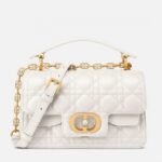 Dior Small Jolie Top Handle Bag Replica in White Cannage Calfskin