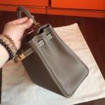Etoupe Clemence Fake Hermes Kelly 25cm Stylish Handbag - Image 7