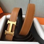 Brown fake luxury Hermes belt buckle