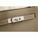 Grey Leather Replica Hermes So Kelly 22cm Soft Leather Shoulder Bag - Image 3