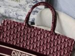 Dior Large Book Tote Bag Fake in Bordeaux Oblique Embroidered Velvet - Image 3