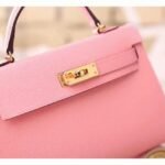 Pink Epsom Replica Hermes Kelly 20cm Graceful Bag - Image 3