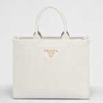Prada Symbole Medium Bag Fake with Topstitching in White