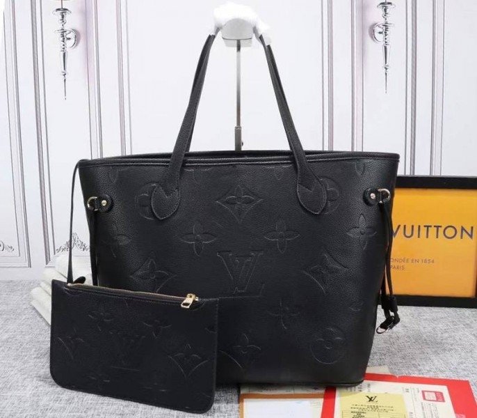 D6FB85DA-B9A0-1FE6-98AD-6B375BE04D1B.jpg Louis Vuitton Monogram Empreinte Neverfull MM Tote In Black - Image 1