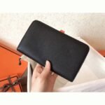 Black orange fake luxury Hermes Dogon duo wallet - Image 6