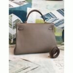 Taupe Clemence Knockoff Hermes Kelly 35cm Soft Leather Tote - Image 4