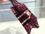 Dior Mini Book Tote Bag Replica in Bordeaux Velvet Oblique Embroidered - Image 3