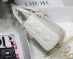 Dior Lady Dior Mini Bag Knockoff in White Calfskin with Diamond Motif - Image 3