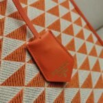 Prada Symbole Large Bag Imitation in Orange/White Jacquard Fabric - Image 9