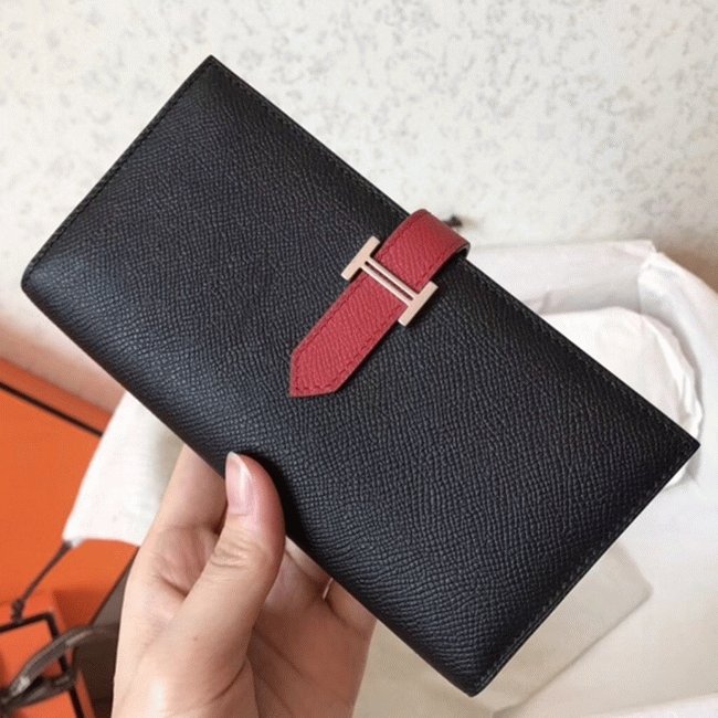 D8B3D934-EA36-5619-BED5-40206480CD79.jpg Black Ruby Designer Replica Hermes Bearn Wallet - Image 1