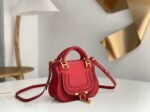 Red Grained Leather Chloe Marcie Mini Double Handle Fake Bag - Image 3