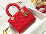 Dior Small Lady Dior Bag Replica in Red Patent Cannage Calfskin - Image 4
